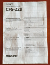 SONY RADIO CASSETTE-CORDER CFS-229 (1994) LIBRETTO ORIGINALE ISTRUZIONI 15 PAGG.