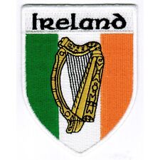IRLANDA TOPPA STEMMA EMBLEMA ARPA ricamato ferro su FERRO TRICOLORE CELTICO