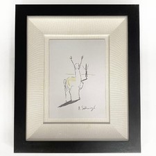 Mark Kostabi 1984 dipinto originale disegno inchiostro nero su carta firmato COA