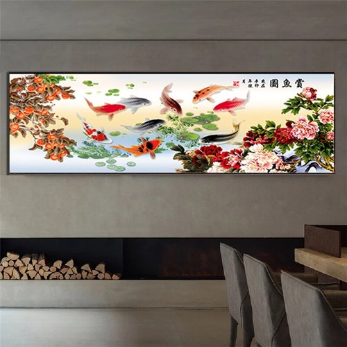 Quadro astratto nove pesci koi