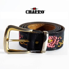 CINTURA EL CHARRO MEXICANO IN PELLE STAMPA A FUOCO IN RILIEVO 