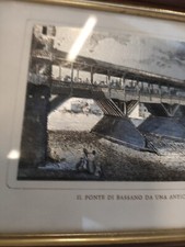 Quadretto Bassano Del Grappa Ponte Vecchio da Una Antica Incisione