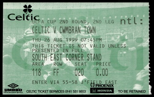 Biglietto 1999 celtic vs - fc,