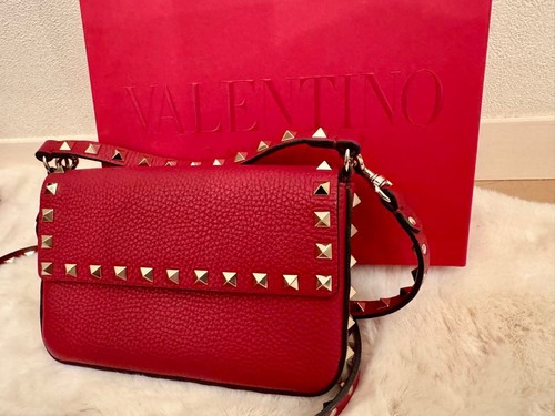 Valentino red studded 2way bag - red,