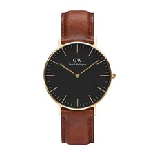 Orologio Daniel Wellington Donna 36mm Quadrante Nero Pelle Marrone DW00100545