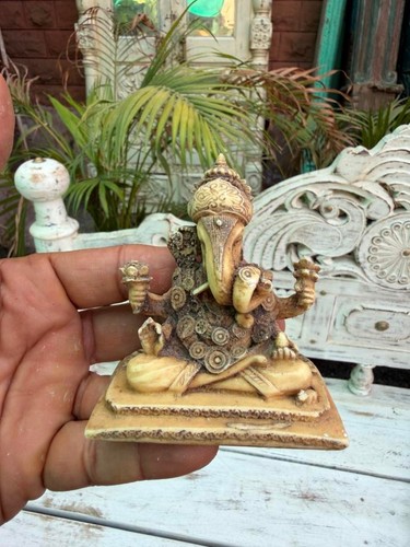 Antica scultura ganesha seduta - antica,