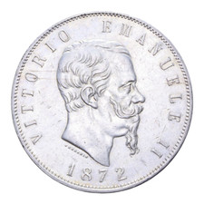 5 LIRE 1872 MILANO VITT. EMANUELE II