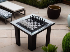 Scacchiera Artigianale in Onice/Marmo Bianco e Nero 30 cm - Regalo e Decorazione