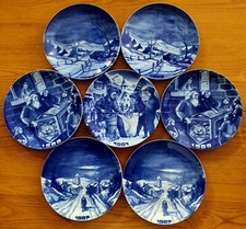 Lotto 7 Piatti Decorativi Porcellana Limoges "Le Roy" Porcelaine Christmas 19cm