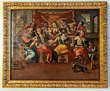 ANTICO DIPINTO OLIO SCENA