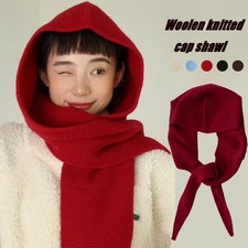 Passamontagna Oversize Con Cappuccio Da Donna 100% Lana Calda Cappelli ☆