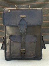 Black Bull Hide Zaino Vintage per Laptop Borsa Zaino da Viaggio in Pelle Uomo...