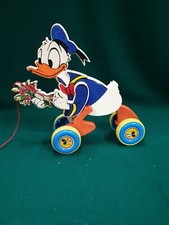 Vintage Paperino Donald Duck Corda Traino