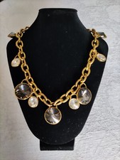 Collana girocollo catena dorata charms strass anni '80 vintage necklace