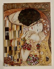Quadro decorativo Su Legno Il Bacio Di Klimt Con Inserti In Argento E Swarovski