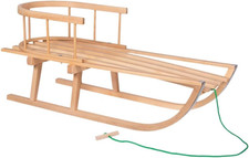 Slitta in Legno Di Faggio per Bambini Con Schienale E Corda – Classica, Sicura E