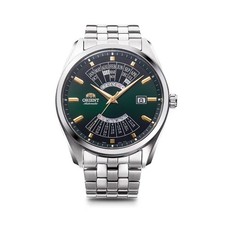 Orologio Uomo Orient Calendario Multiennale Meccanico Quadrante Verde Acciaio...