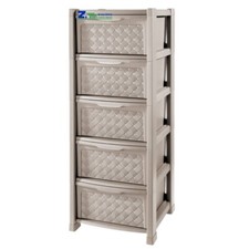CASSETTIERA ARIANNA 5 CASSETTI EFFETTO RATTAN CM 39X39X101,5 H COLORE TALPA