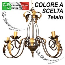 LAMPADARIO IN FERRO BATTUTO 5 LUCI CLASSICO AVORIO O BRUNITO SOGGIORNO Tanita