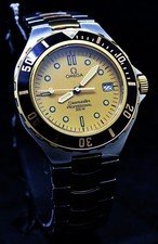 Orologio svizzero vintage Omega Seamaster Prebond quadrante dorato 200M con scatola Omega