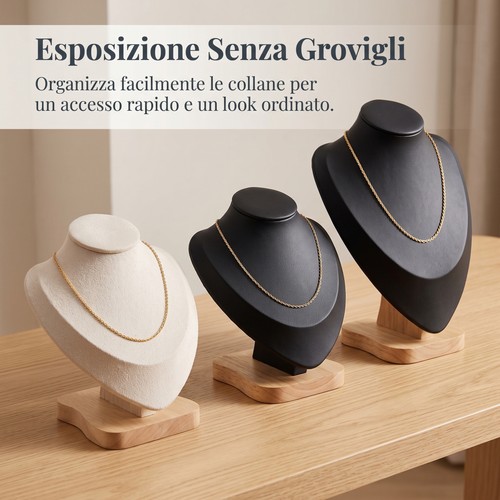 Busto espositore collane legno - espositore,