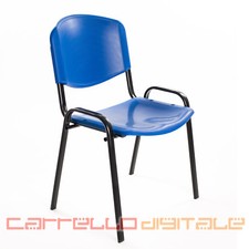 6 SEDIE -  SEDIA D'ATTESA In PLASTICA - IDEALE PER UFFICIO, STUDIO O SALA. BLU