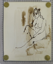 BOZZETTO ORIGINALE DELL'ARTISTA SILVIA GILETTI DISEGNO PENNA CARTA VINTAGE X19.3