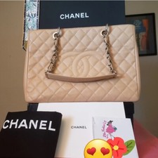 CHANEL beige Caviar Leather