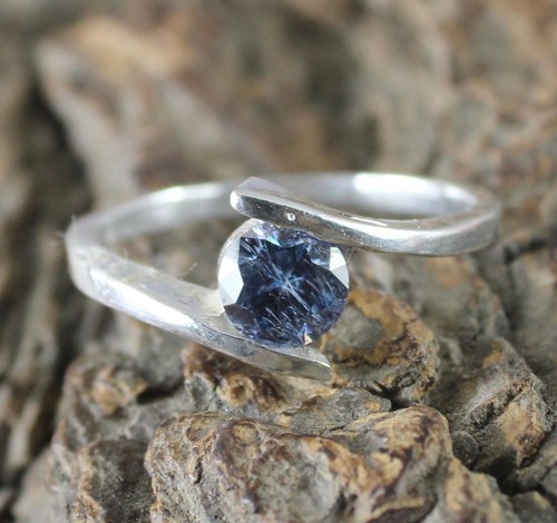 Anello solitario diamante blu - anello,
