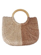 Rebecca Molenaar Borsa Da Donna Vintage Da Spalla Paglia Manico Rigido 36 x 28