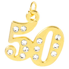 10 pz ciondolo dorato numero 50 compleanno anniversario 1,5x1,5 cm bomboniera ap