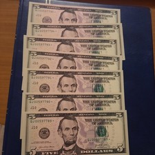 Banconote 5 Dollari USA stella Sostitutiva - US DOLLARS BANKNOTES