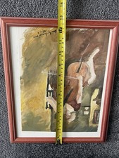 Quadro acquerello dama che suona violoncello originale dipinto a mano musica firmato