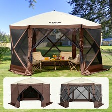 VEVOR Gazebo Pop-Up Tenda con Schermo Baldacchino Sole 6 Lati Riparo Marrone