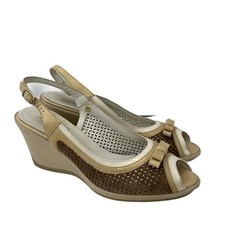 Sandalo da donna DONNA SOFT punta aperta scarpe zeppa beige confort usate 40