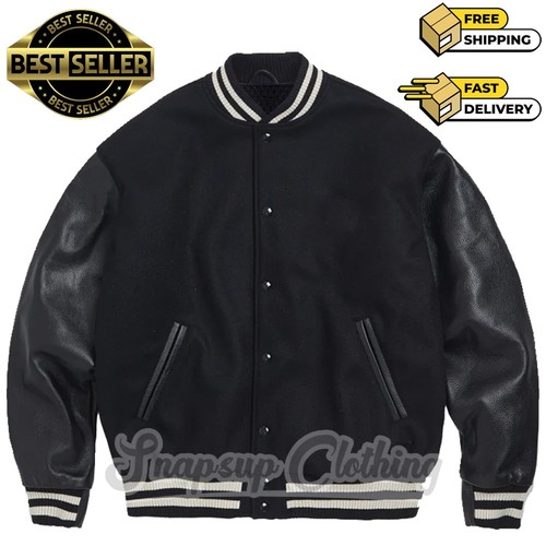 Giacca unisex nera lana pelle