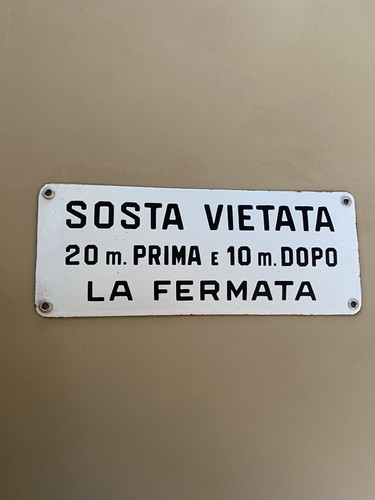Tabella smaltata bombata - tabella, sosta