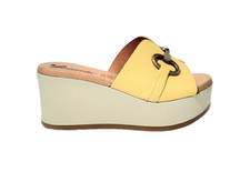 SCARPE SANDALI ZOCCOLI DONNA SUSIMODA 11300/042 PELLE GIALLO SUN ZEPPA PLATEAU