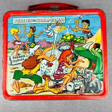 Lunchbox Aladdin metallo ciottoli e Bamm-Bam 1971 vintage Hanna Barbera cartone animato