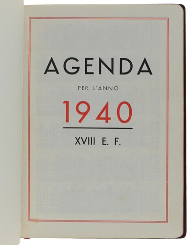 Agenda per anno - per, xviii