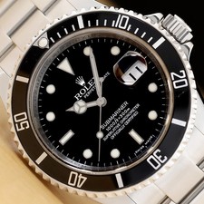 OROLOGIO CARD ROLEX SUBMARINER DATE 2008 16610T 40MM ACCIAIO NERO INCISO REHAUT