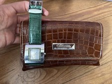 orologio altanus Geneve Acciaio Con Smeraldi Vera Pelle Verde