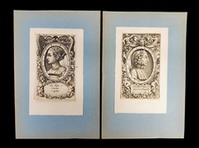 ENEA VICO. INCISIONI RINASCIMENTALI. DANTE ALIGHIERI E BEATRICE. ITALIA. XVI-XVII