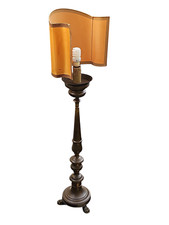 ANTICO CANDELIERE CANDELABRO PORTACERO in Rame tornito Piedi a Zampa Ferina 800