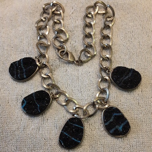 Collana pietra druzy - pietra, nera