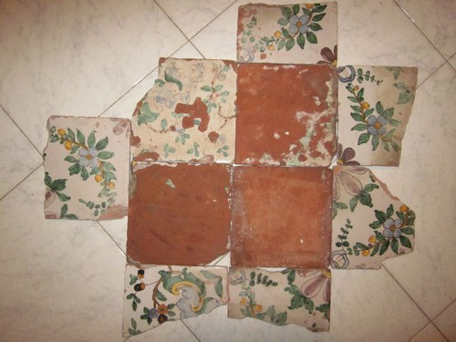 Pezzi mattonelle antiche - pezzi,