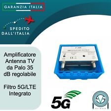 Amplificatore antenna TV da palo con filtro LTE/5G 35 dB regolabile 1 UHF