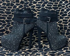 Donna stivale paillettes tronchetto nero fashion trend  moda calzature party