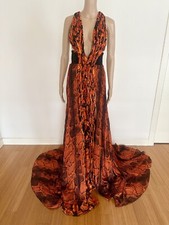 ROBERTO CAVALLI – maxi abito 40IT, iconico ed accattivante in seta, python print