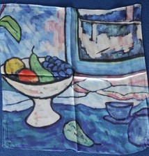 Foulard Quadrato 52 Cm Purissima Seta ? Bandana Girocollo Van Gogh azzurro